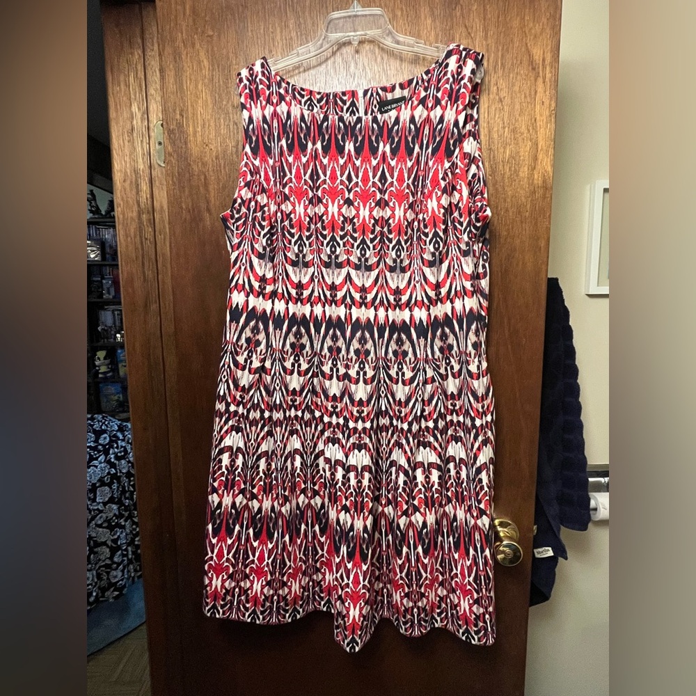Lane Bryant Red and Blue Abstract Mini Dress